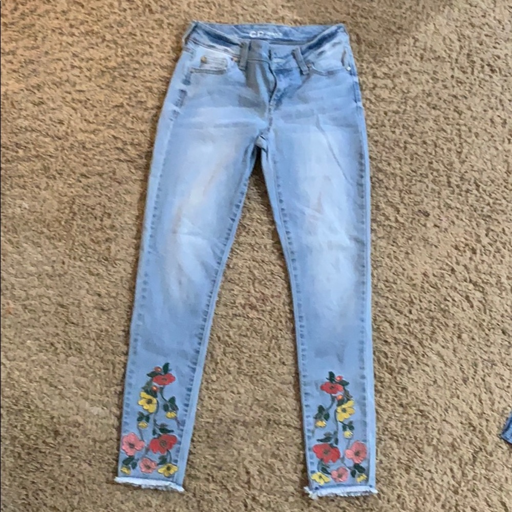 Flower child embroidered jeans